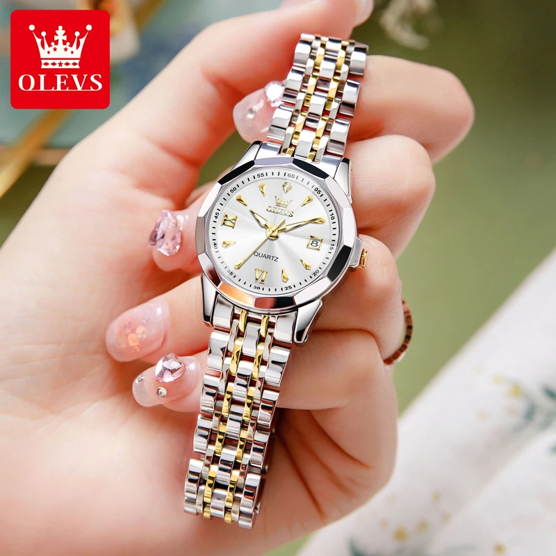 欧利时官方正品牌女款全自动机械表女表钢带时尚防水夜光石英腕表