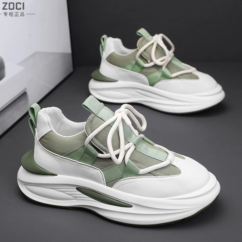 ZOCI男鞋新款透气雨伞布鞋子男韩版潮流百搭厚底运动鞋休闲老爹鞋