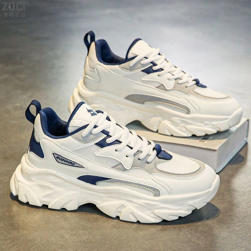 ZOCI男鞋新款透气网面鞋子男韩版潮流百搭厚底运动鞋休闲老爹鞋男