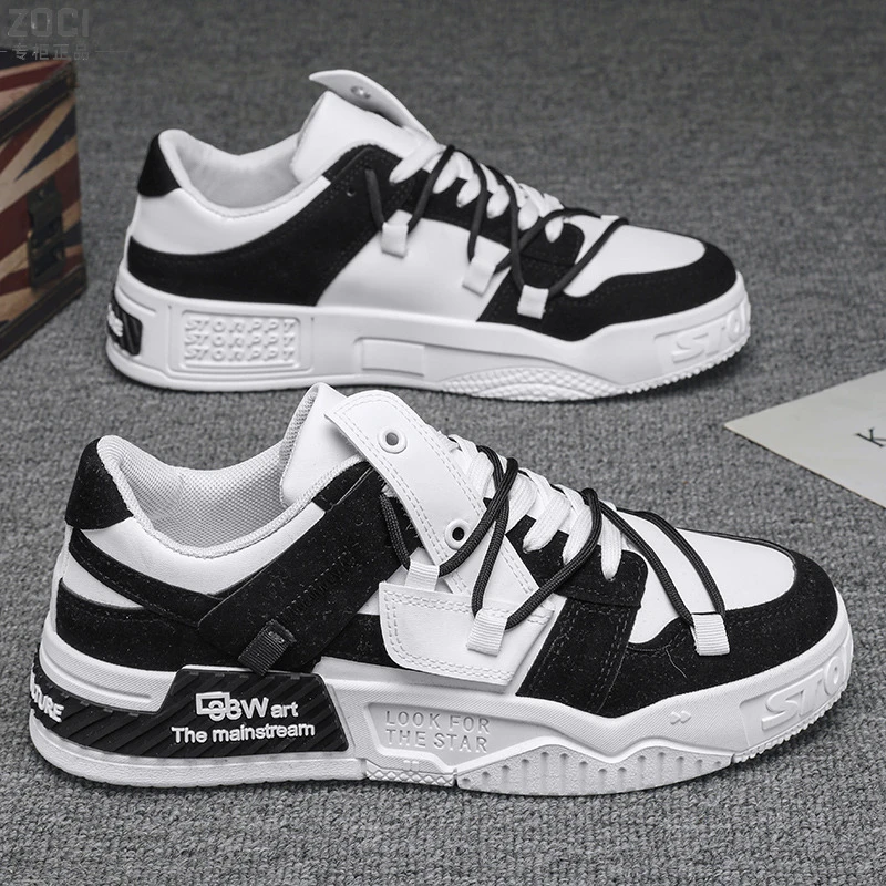ZOCI男鞋新款潮流百搭休闲运动鞋男原创小众厚底熊猫板鞋子男