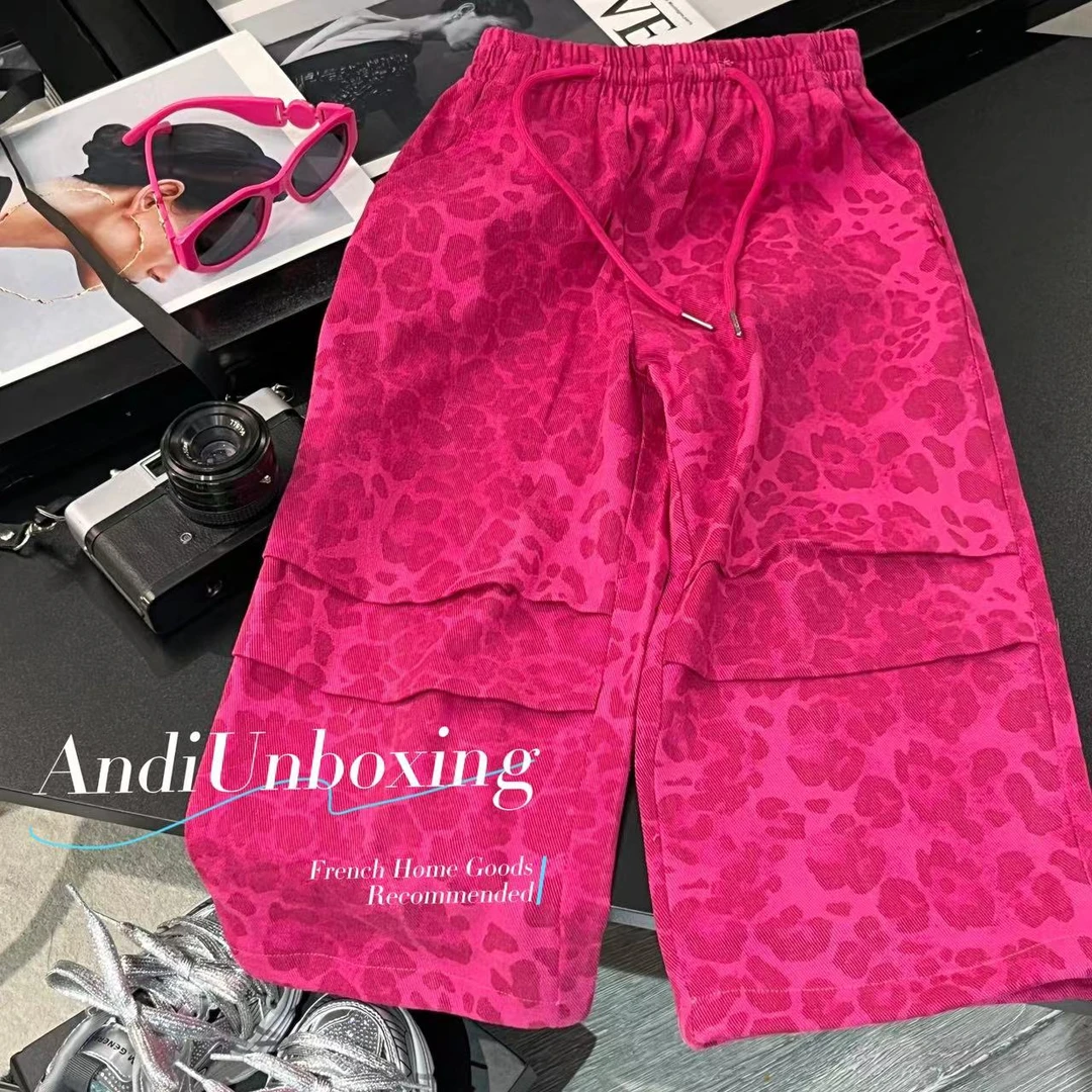 〖ANDI〗订制秋季新款中大童豹纹时尚休闲直筒裤2583暗纹高订阔版