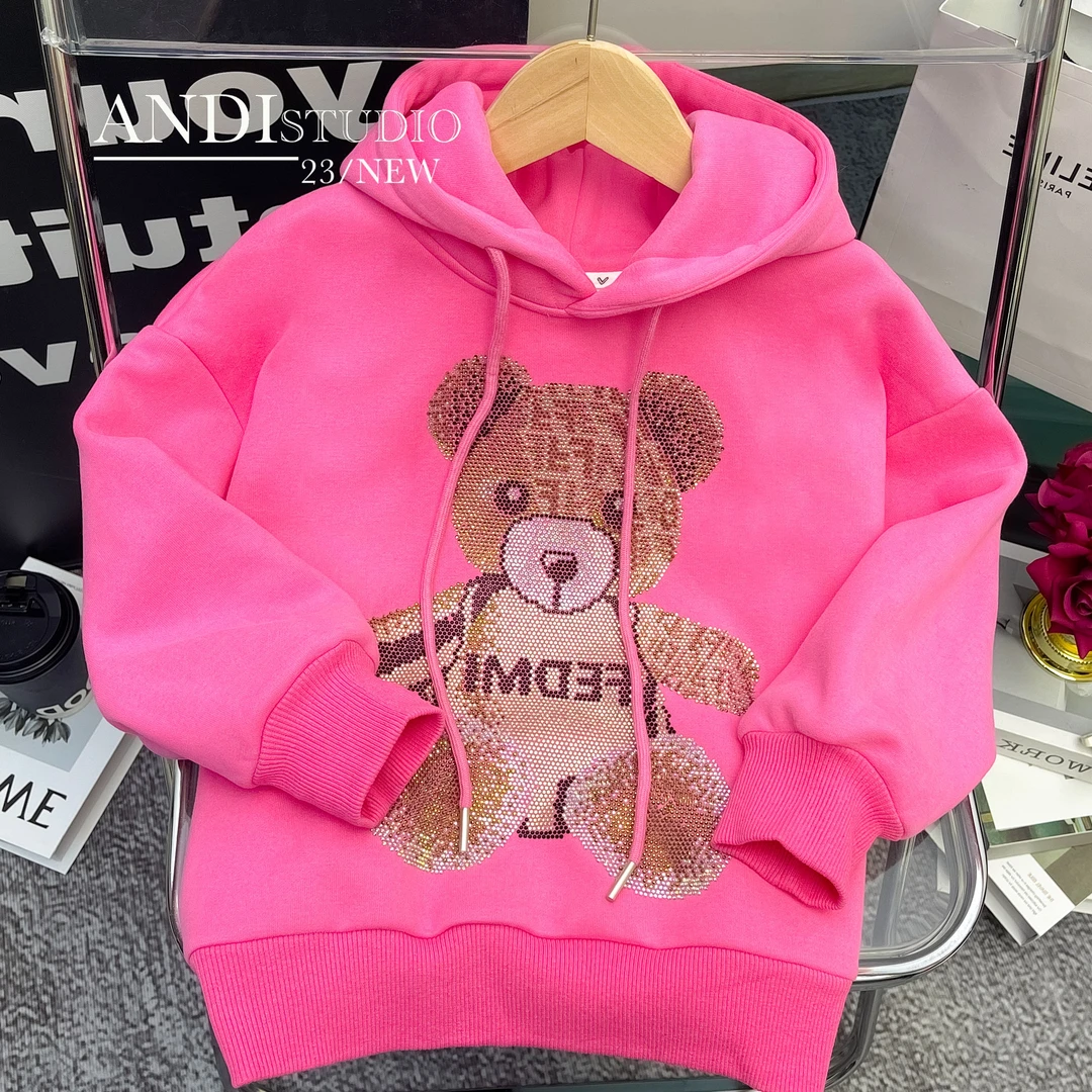 〖ANDI〗儿童秋冬衣服2023新款套头加绒小熊卫衣1700