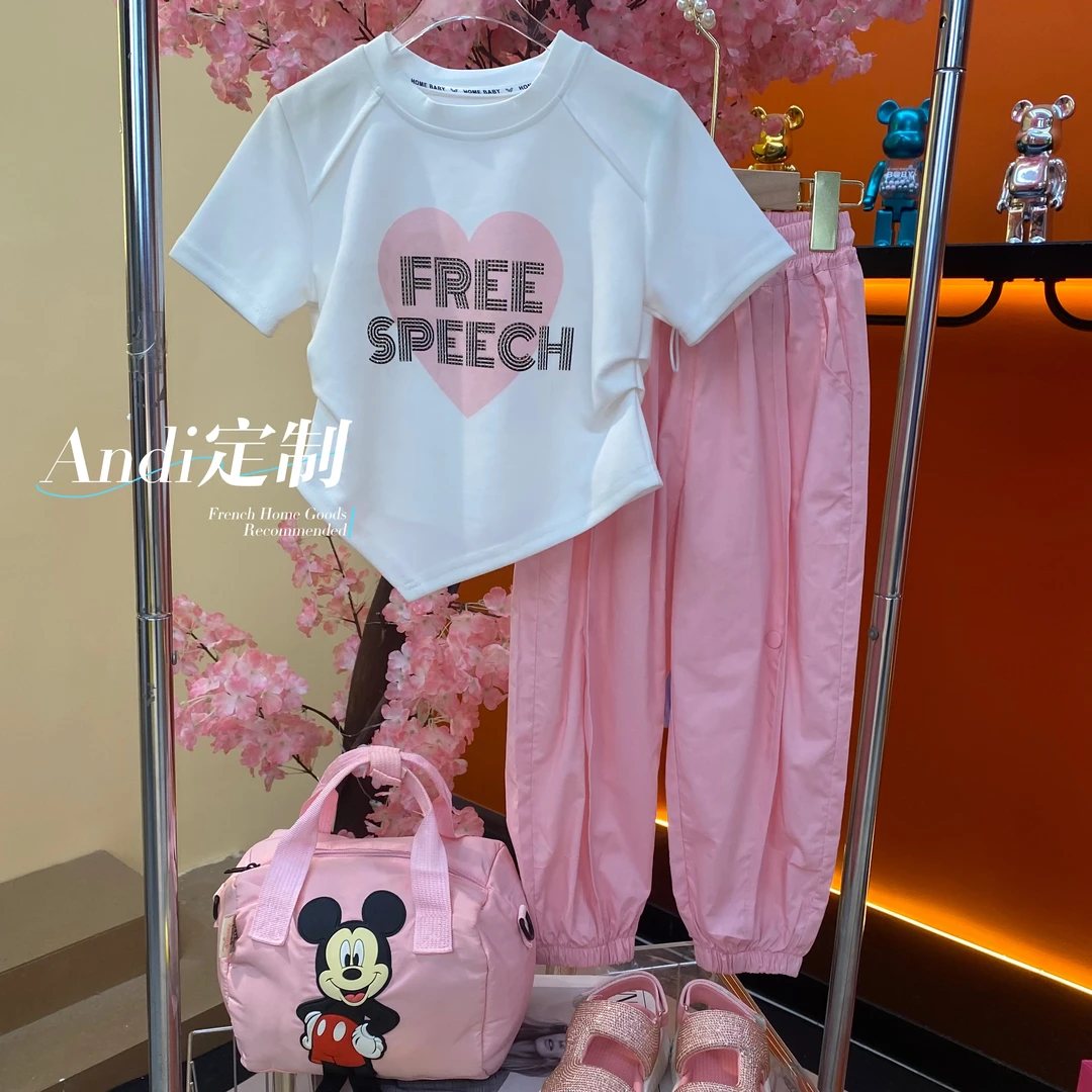 〖ANDI〗订制夏款2023新款爱心不规则短袖长裤套装1106