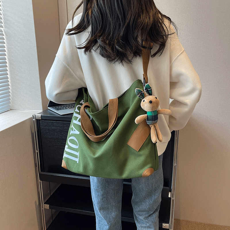 点砚潮流小众单肩包斜挎包帆布托特包大学生补课包手提袋大兜子