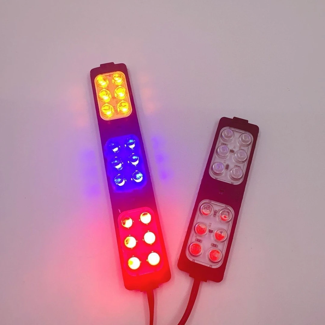 高亮三排led红黄蓝爆闪警示灯12V24V改装氛围闪光灯摩托车电动车