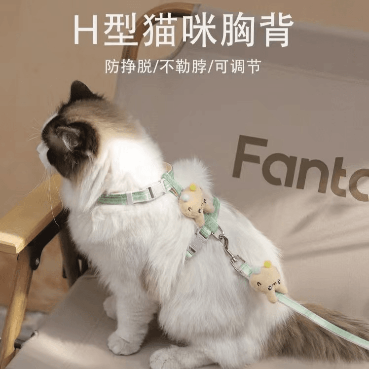 宠物工字牵引绳新款猫咪牵引绳溜猫绳猫狗链工字背胸背牵引绳小型