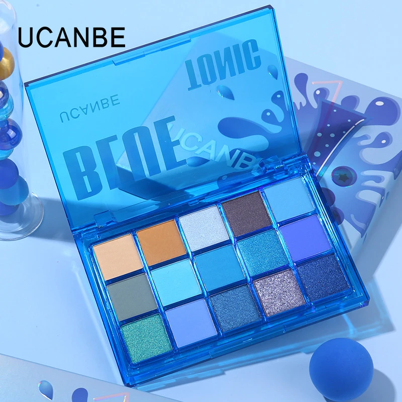 UCANBE15色蓝色金汤力眼影盘克莱因蓝绿色哑光珠光低饱和度61舞台