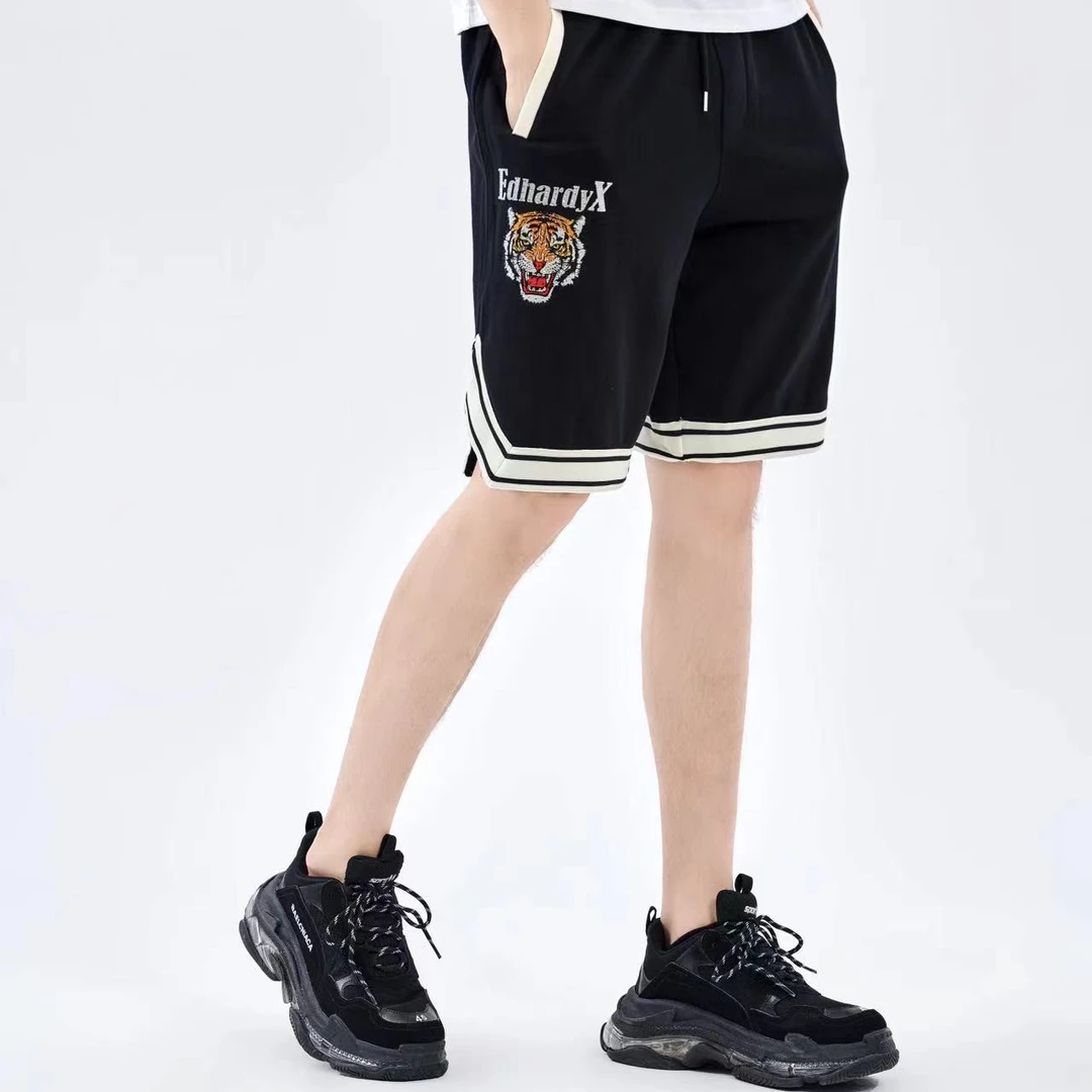Edhardy X老虎头烫钻休闲裤edx潮牌运动短裤时尚男女同款X1OAU305