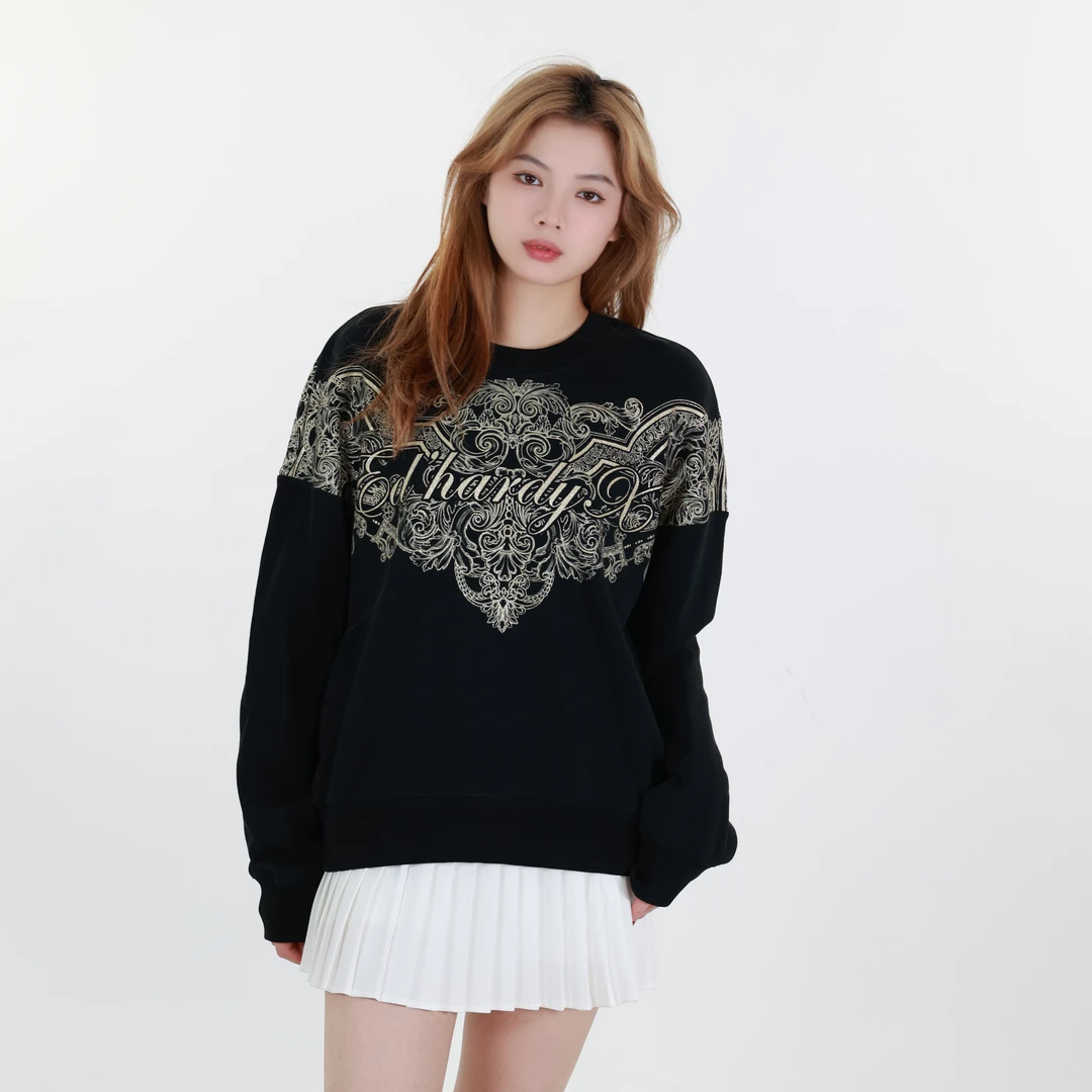 EDHARDY X潮牌巴洛克卫衣痞帅长袖edx春夏男女同款X1B1VO115024