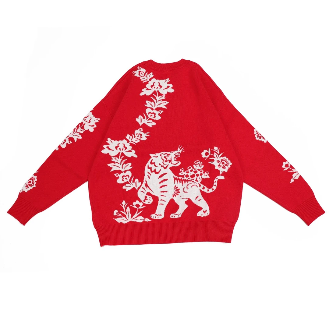 Ed hardy X虎头套头毛衣情侣宽松国潮上衣时尚秋冬潮牌X1ODUO35