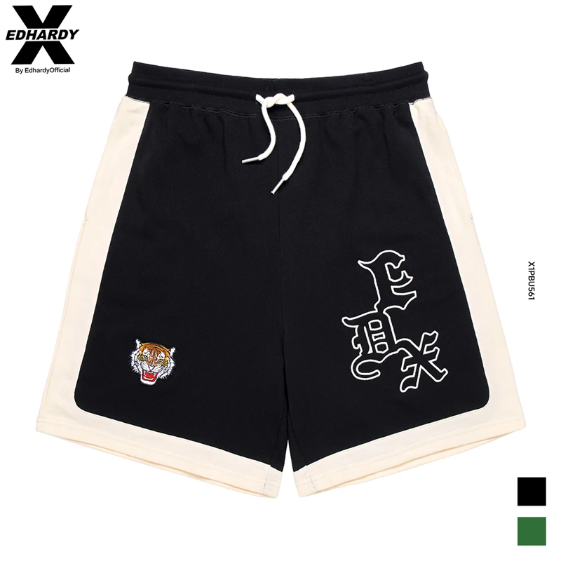 EDHARDY X刺绣针织五分短裤edx潮牌运动休闲夏季男女同款X1PBU561
