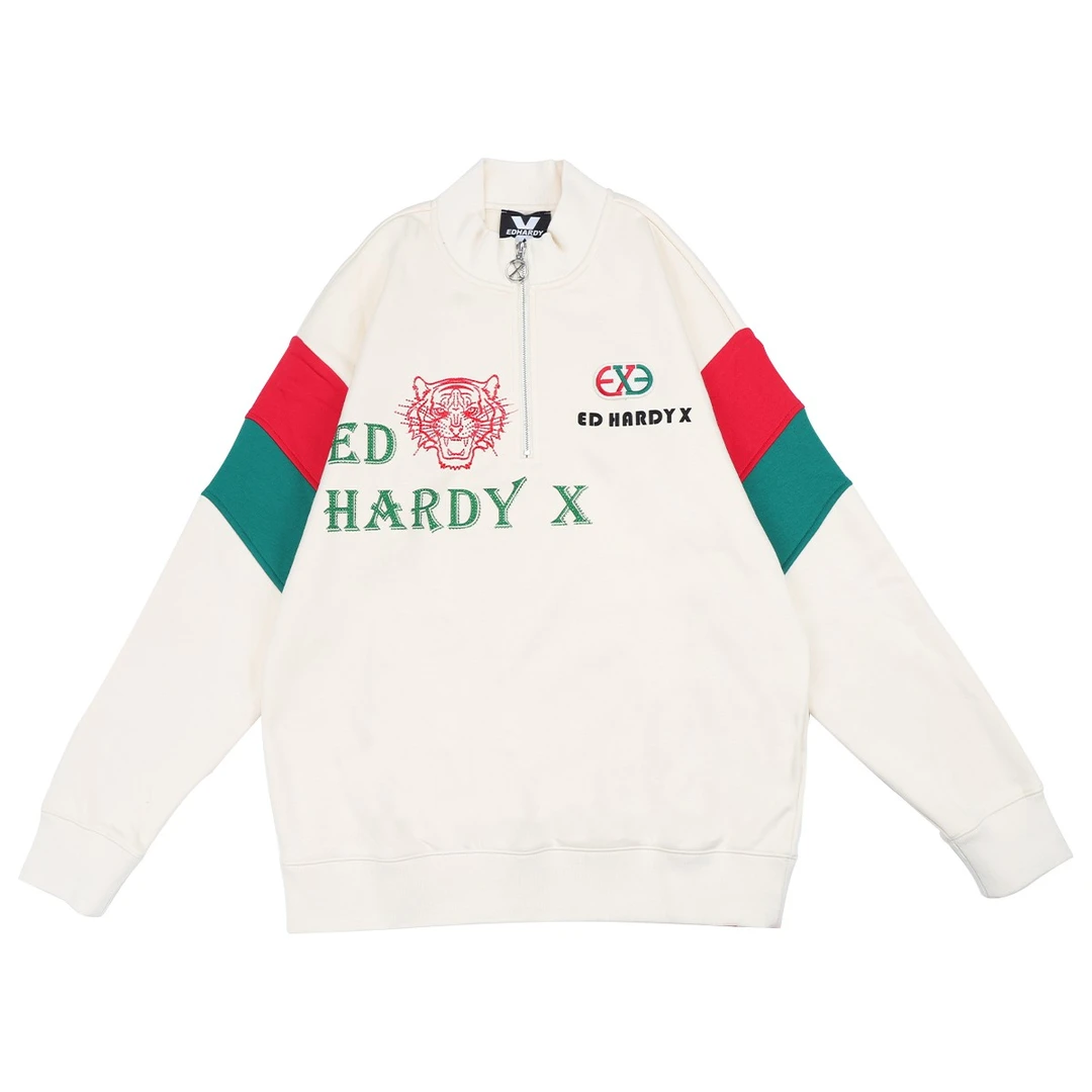 EDHARDYX拉链加绒虎头套头卫衣时尚加厚外套秋冬潮牌X1ODUO18