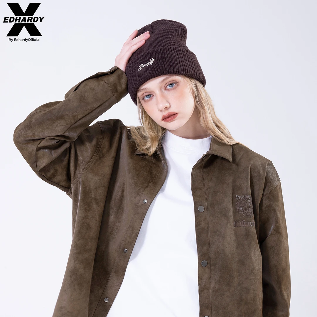 EDHARDY X潮牌虎头长袖春装衬衫外套复古宽松休闲X1B3NV108334