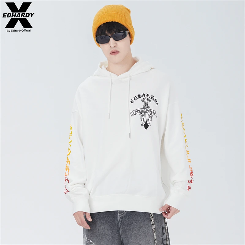 EdhardyX带帽上衣宽松休闲连帽套头卫衣时尚秋冬潮牌X1NCU856