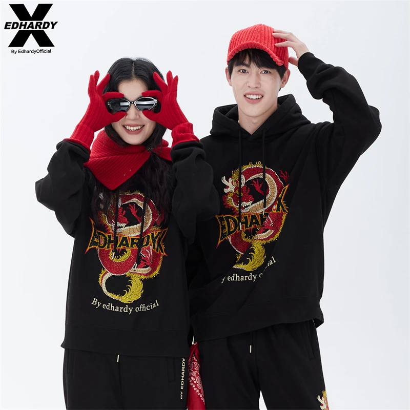 EDHARDY X神龙连帽卫衣潮牌高级感痞帅春夏男女同款X1A4VO11509