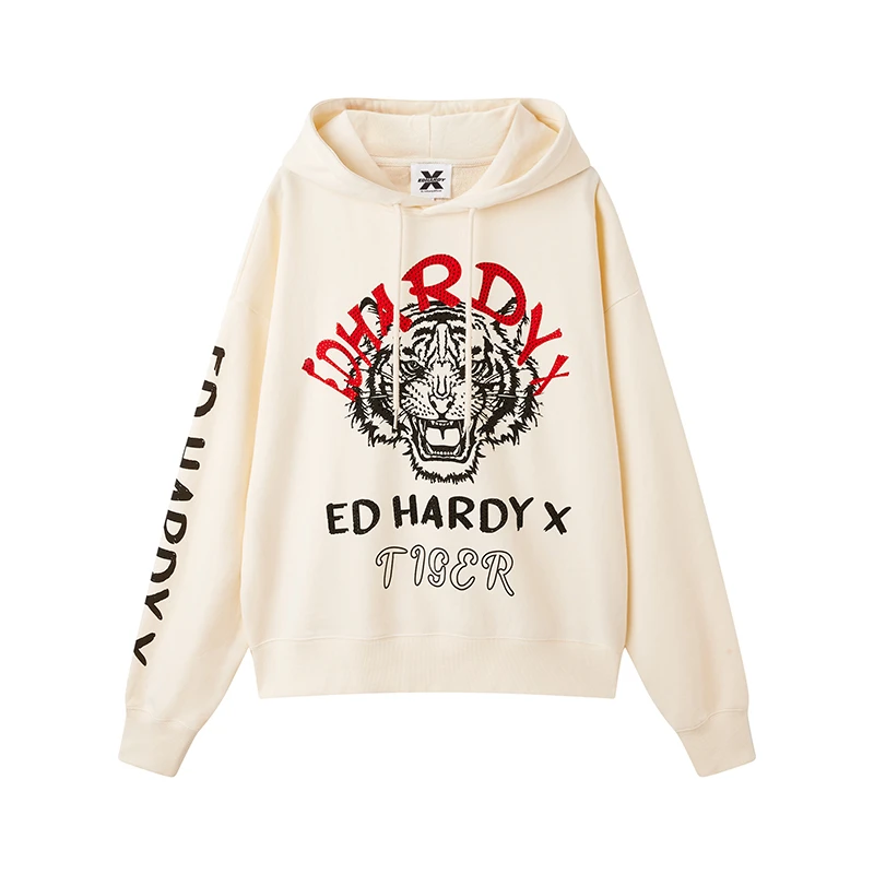 EDHARDY X虎头连帽卫衣休闲宽松时尚高级感男装痞帅春夏X1ODUD06