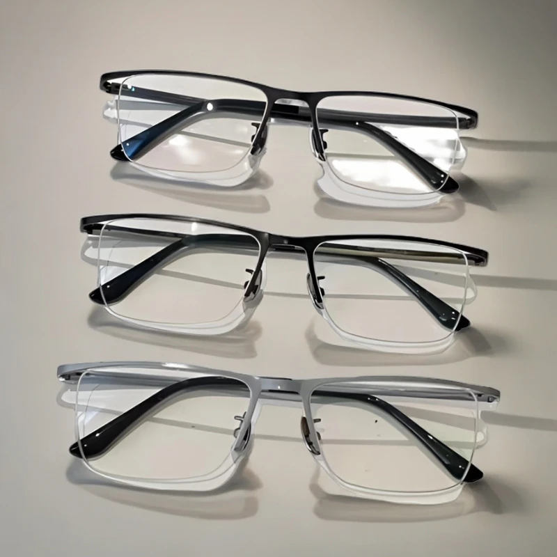 男士2024新款超轻纯钛商务眼镜框架可配度数近视眼镜弹簧腿铰链