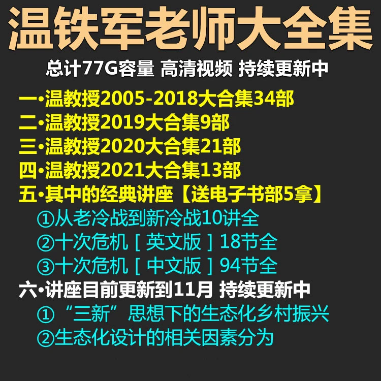 温铁军老师课程大全集 有从老冷战到新冷战 十次危机及其他讲座等