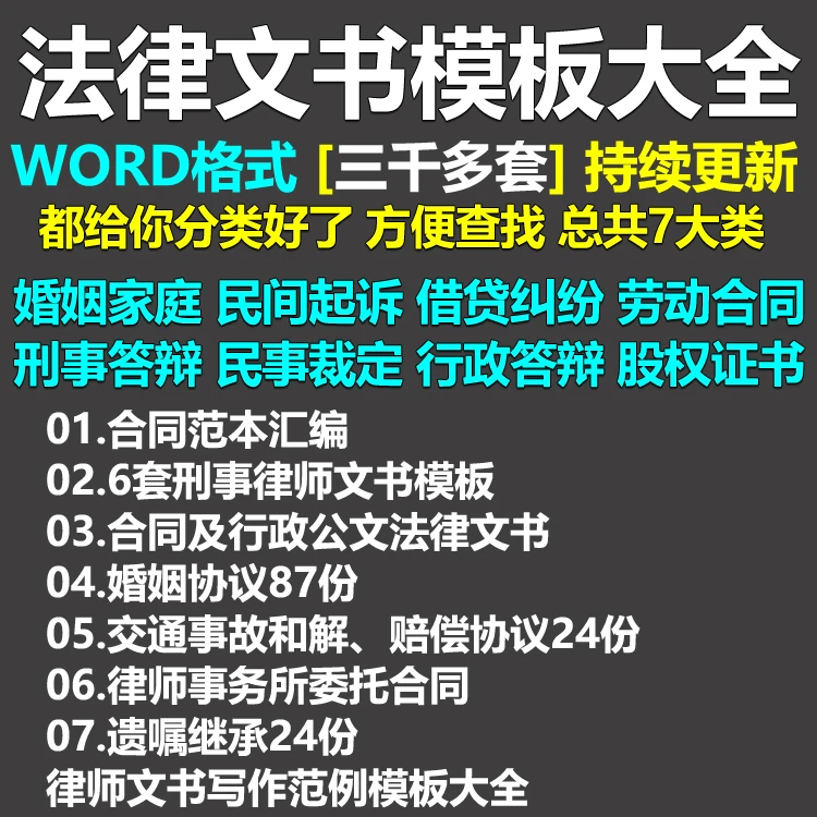 律师打官司起诉书答辩状公证书举报信担保书Word电子版范文全模板