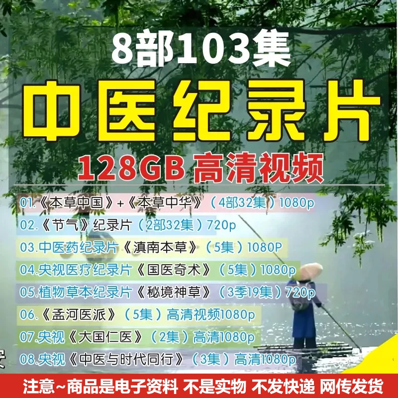 8套本草节气中医知识纪录片抖音高清短中视频剪辑解说素材资料