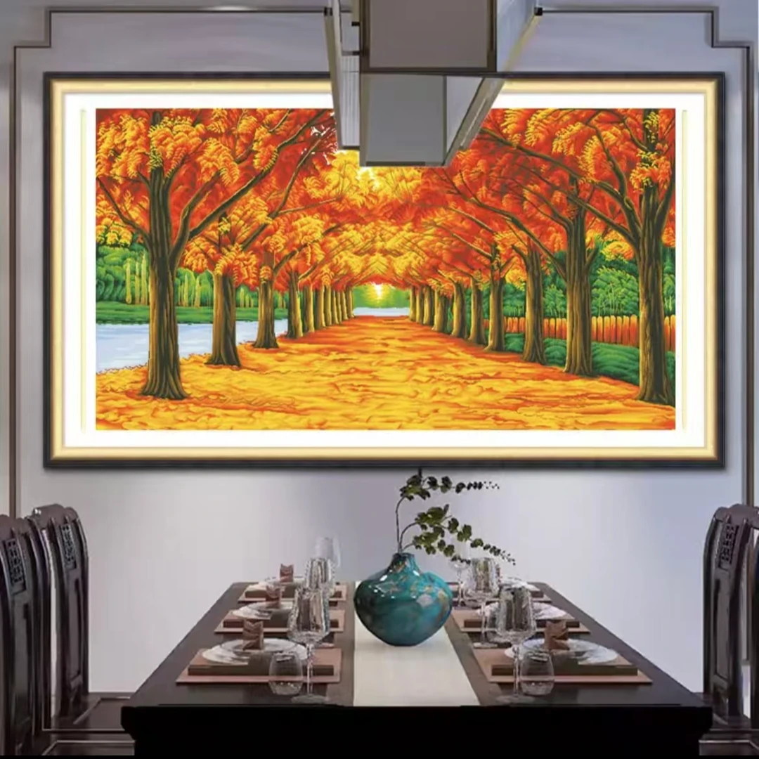 2024年新款十字绣黄金满地黄金大道客厅背景十字绣