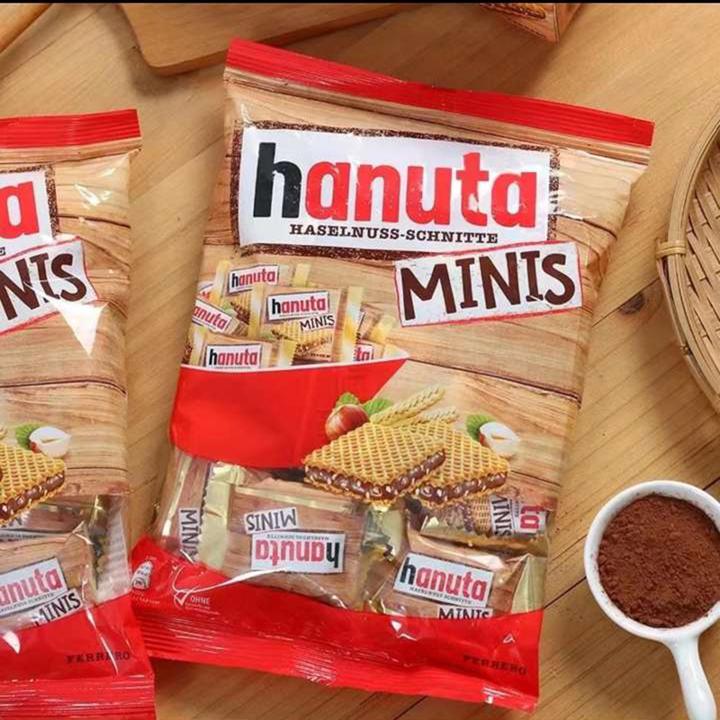 hanuta德国进口零食哈努塔达榛子夹心巧克力威化饼饼干雪吻巧克力