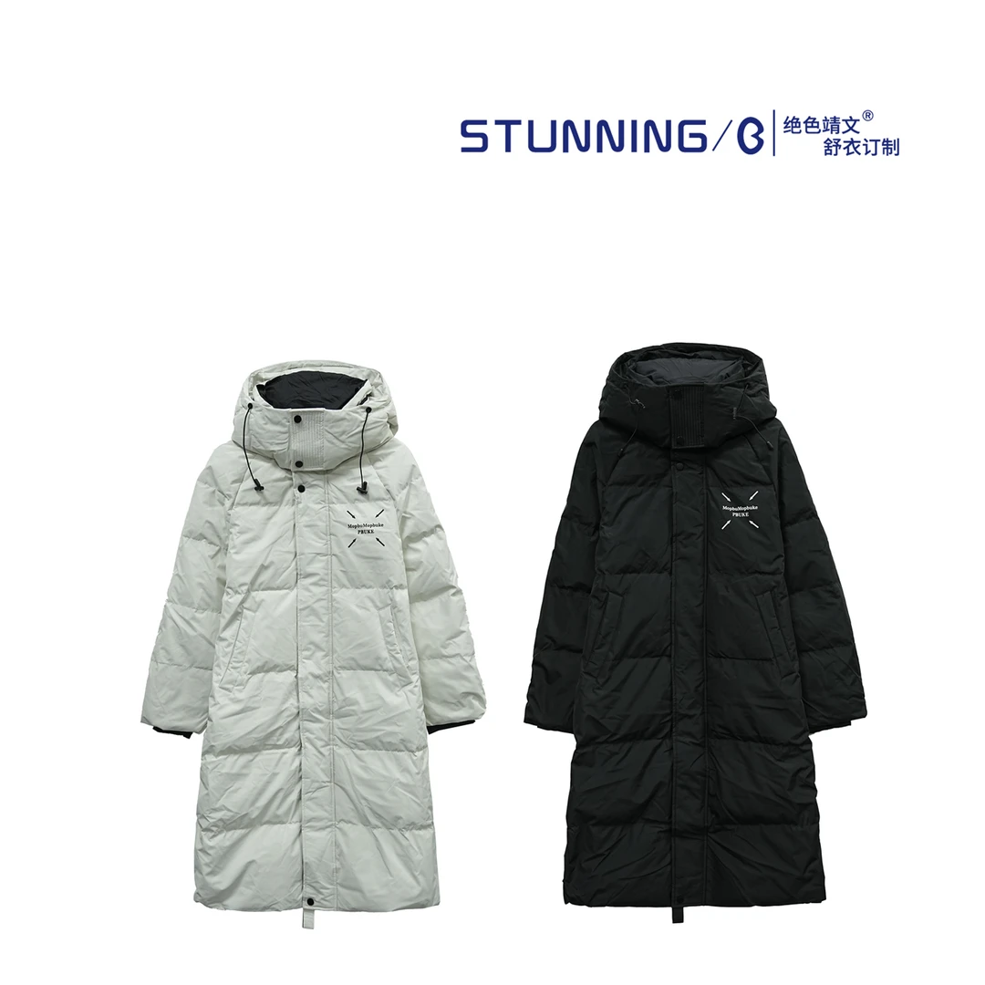 『绝色靖文』Y953白鸭绒欧版防风袖口宽松加厚中长款保暖女装羽绒服