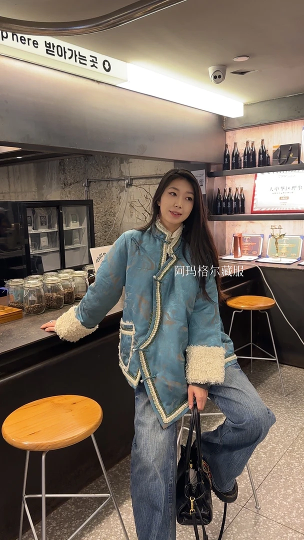 【阿玛格尔】藏式外套羽绒服藏族服饰女外套重工加厚冬款民族服饰