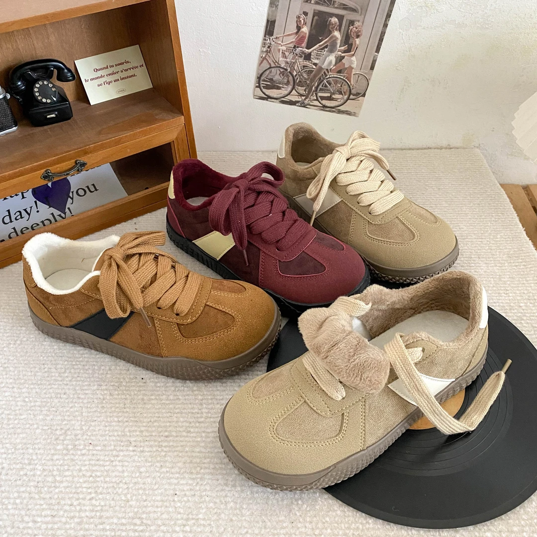 【觅觅】 女鞋2024冬季新款加绒德训时尚百搭女鞋德训鞋舒适百搭