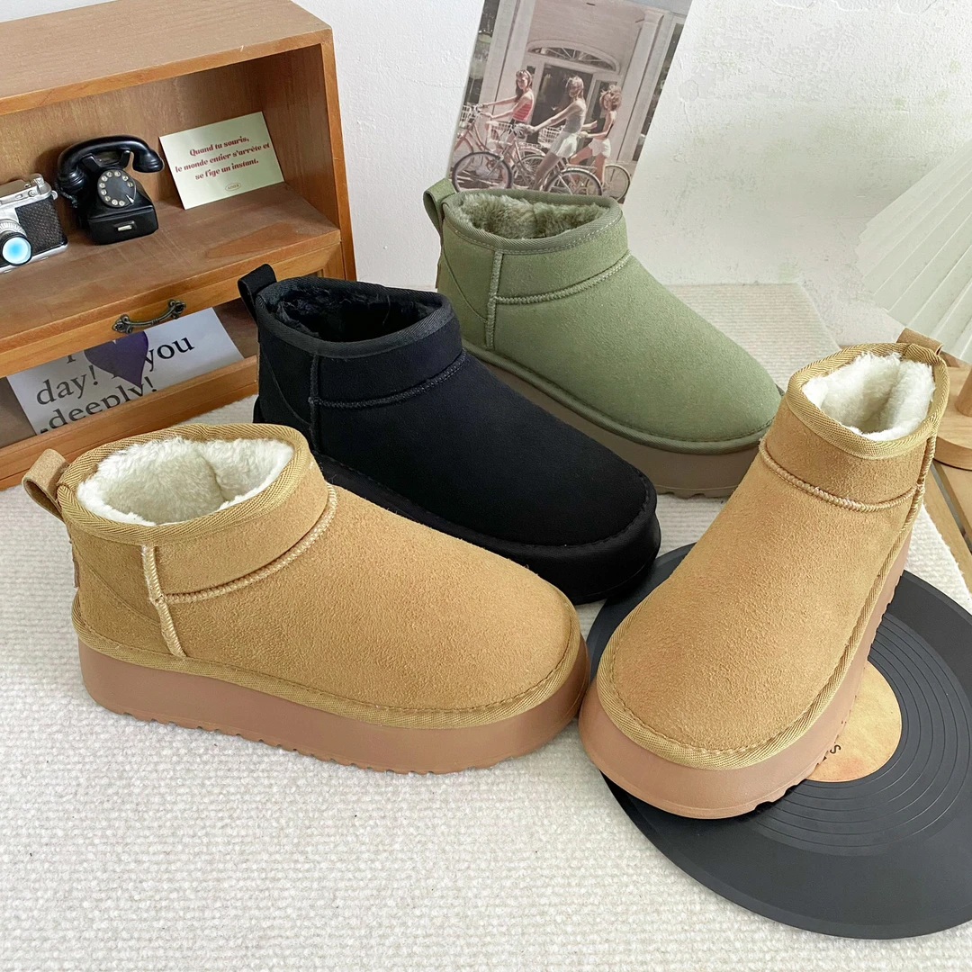 【觅觅】经典厚底雪地靴女鞋2024新款冬季保暖棉鞋复古款短筒靴子