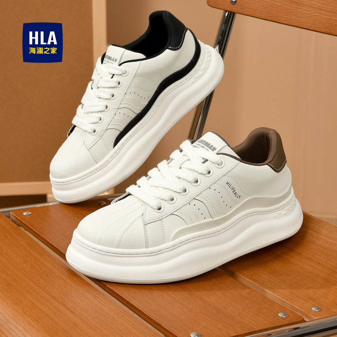 HLA/海澜之家男鞋新款春秋时尚增高休闲板鞋耐磨舒适小白鞋厚底