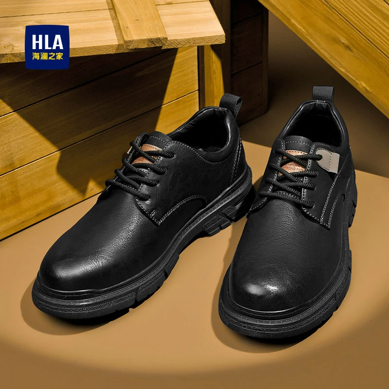 HLA/海澜之家休闲皮鞋男2025新款户外潮流低帮工装鞋英伦风时尚