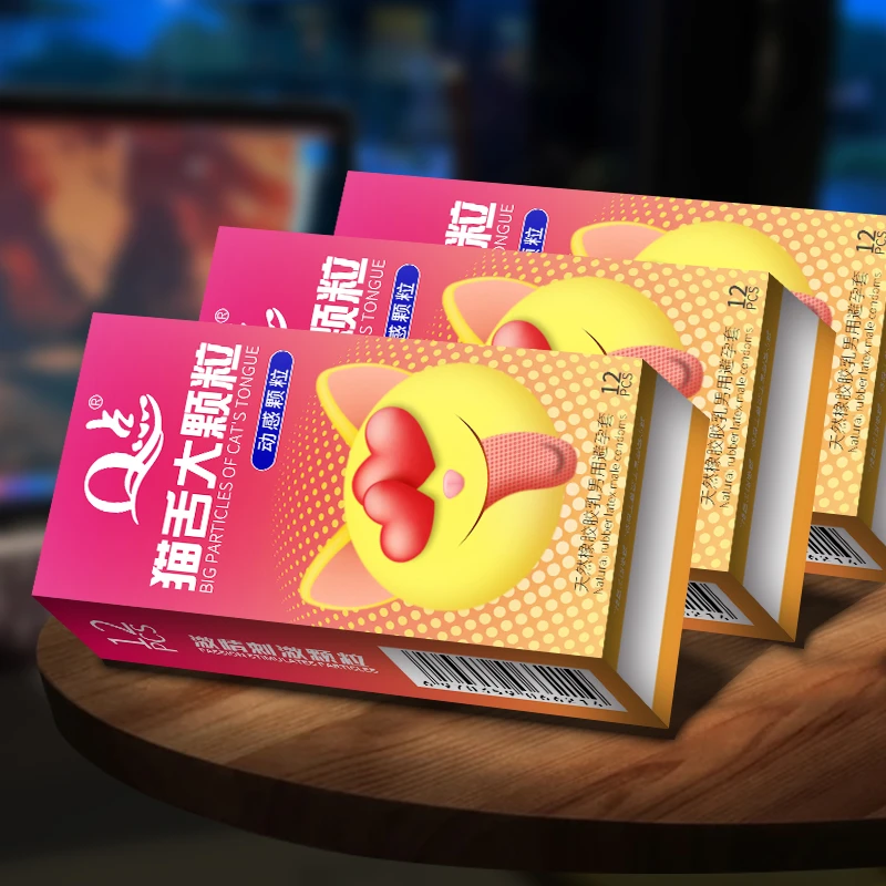 Q点持久3D颗粒猫舌套凸点超薄安全套成人天然橡胶胶乳男用避孕套