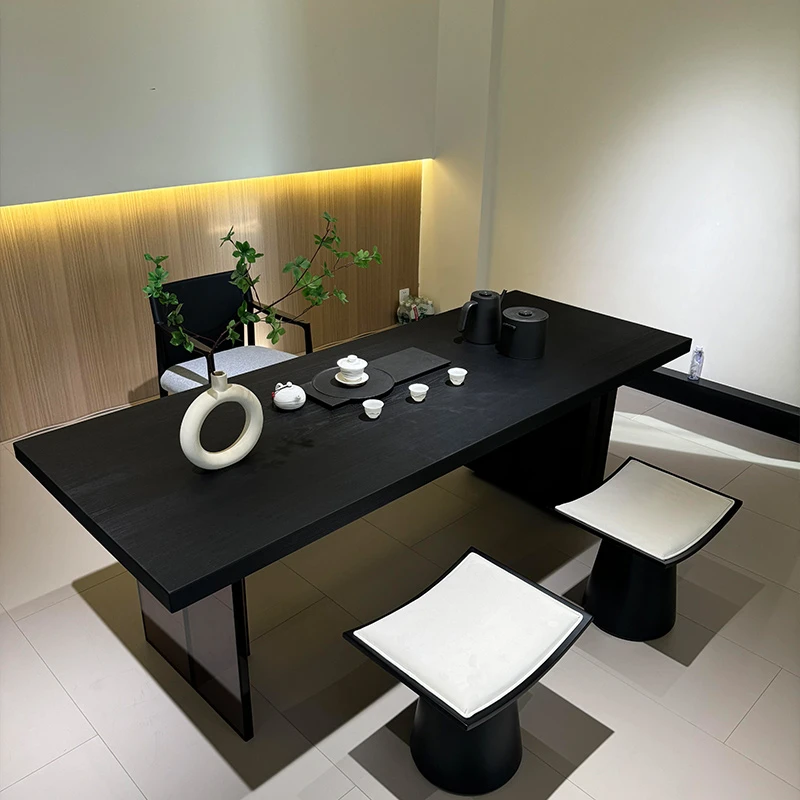 新中式茶桌实木轻奢现代极简风家用客厅胡桃木茶室高端洽谈茶台