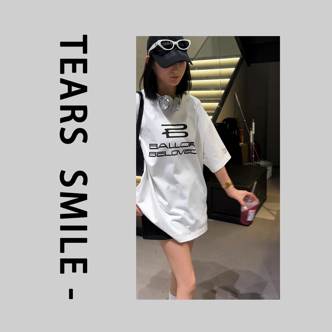 林小柒 【告白气球】夏季百搭宽松圆领设计感短袖男女同款休闲T恤