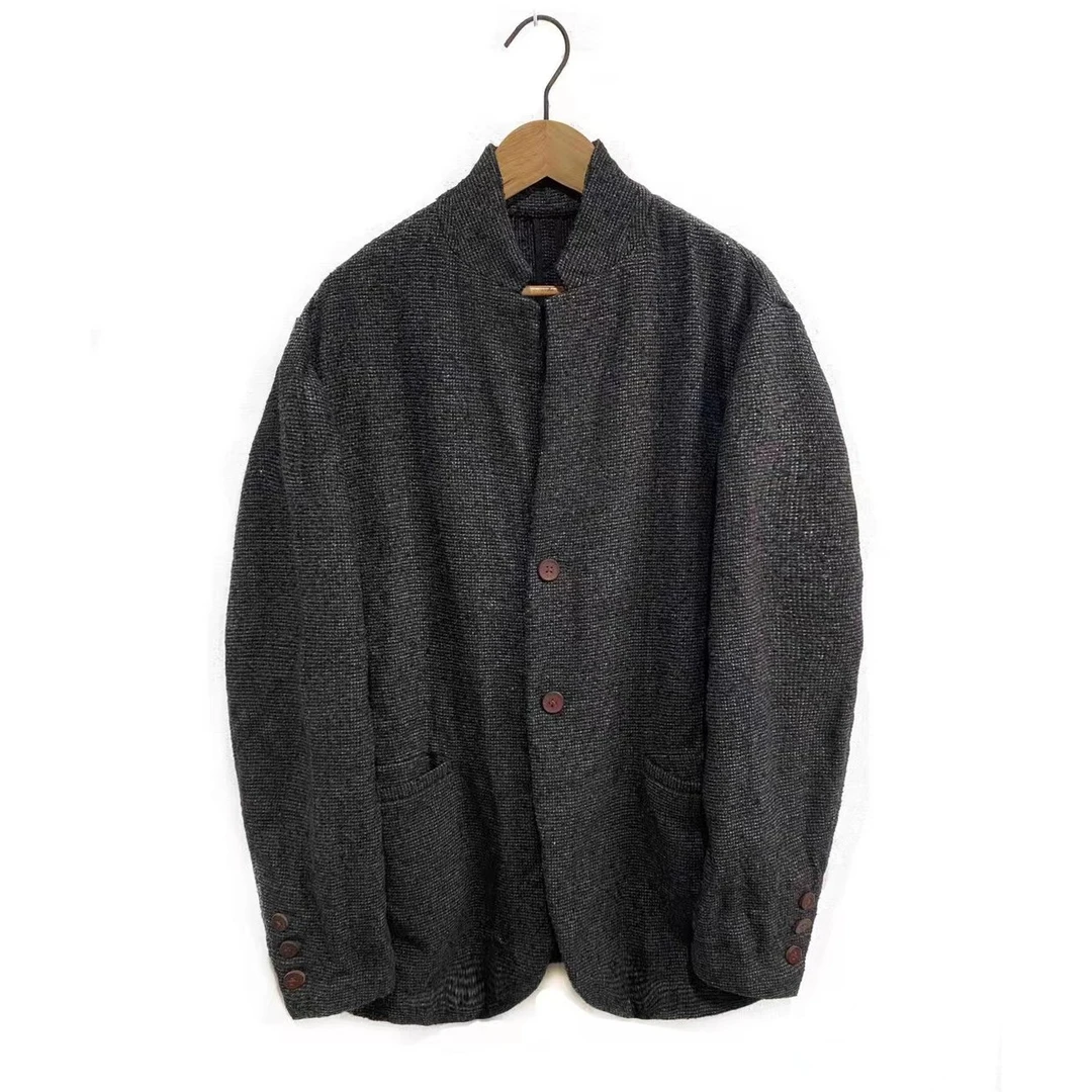 【7折款】左岸迷香  Z22FW8017  植物染羊毛单排扣立领短外套春秋