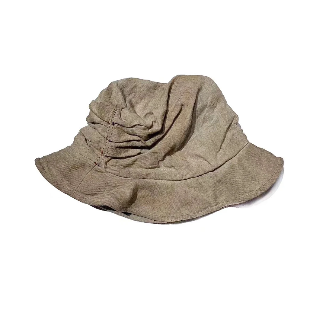 左岸迷香 Z24SS0035 布衣分享休闲复古亚麻纯色渔夫帽 百搭盆帽