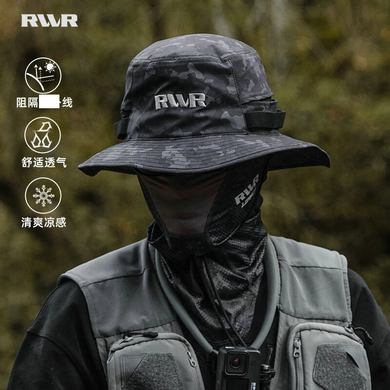 RVVR新款渔夫帽夏季户外防晒遮阳透气舒适路亚钓鱼帽子