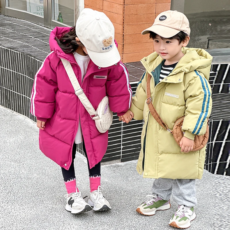 20221反季特价秋冬儿童棉服中长款过膝盖男女中大童连帽加厚款