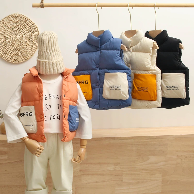 2022秋冬季新款短款棉马甲男女童韩版儿童加厚棉服背心外套马夹