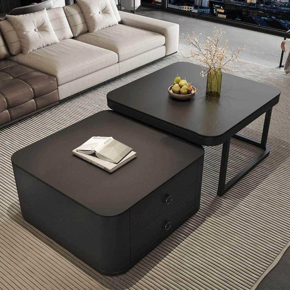 茶几轻奢现代简约方形客厅家用小户型ins风伸缩新款岩板网红组合