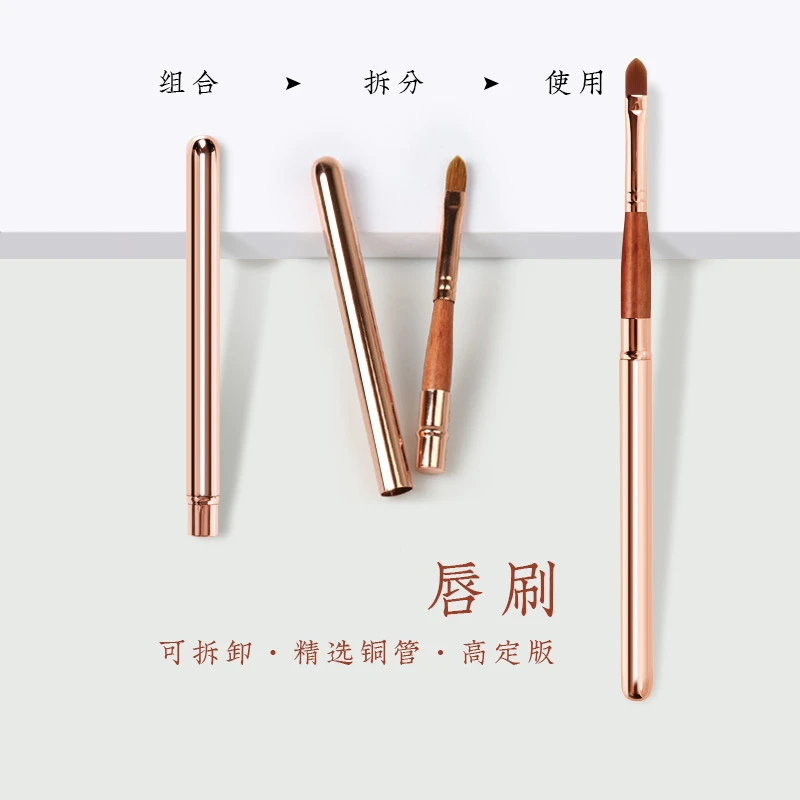 雅斯娜方便携带时尚唇刷金属口管耐用小巧便携化妆刷唇刷组合套刷