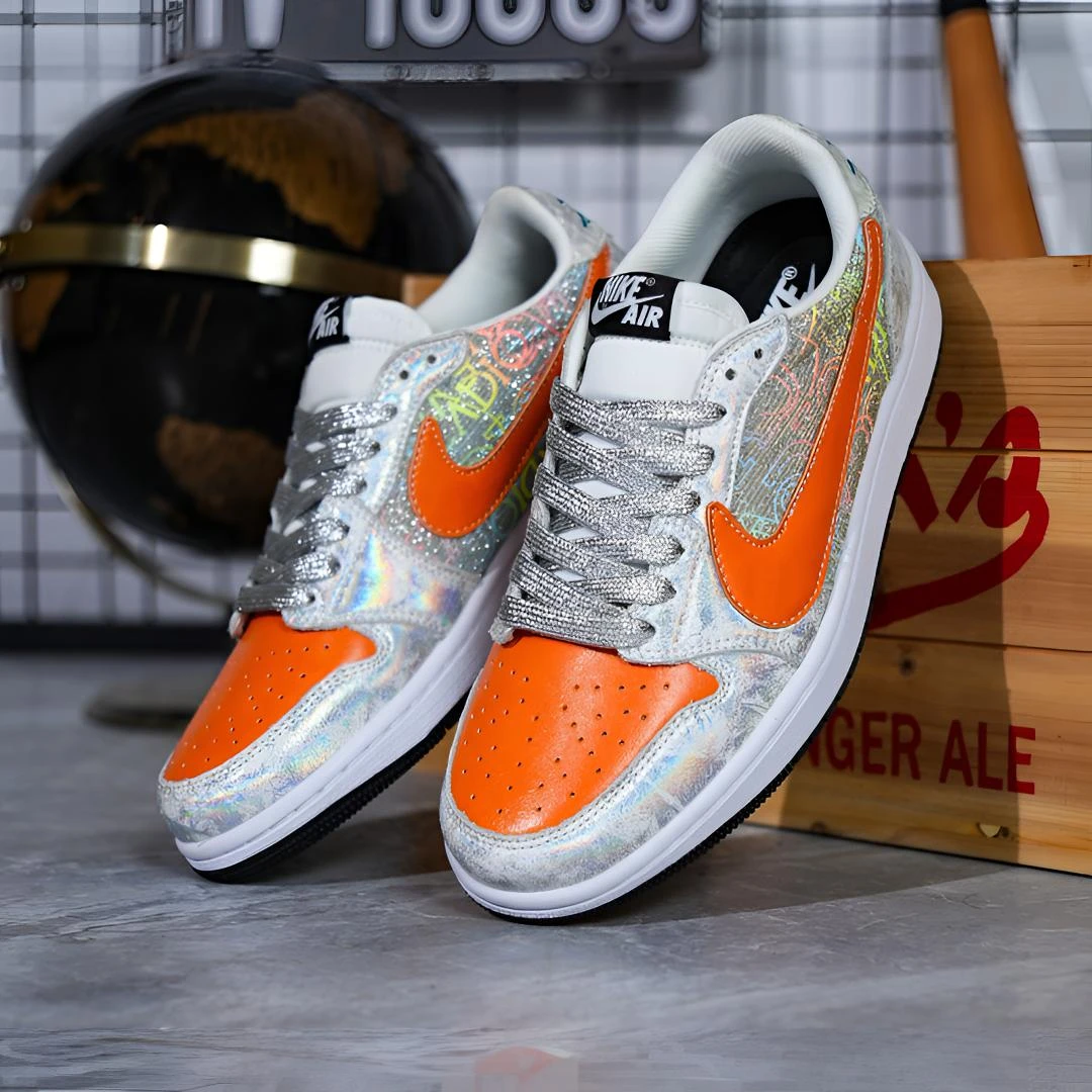 Nike/耐克Air Jordan1橙色低帮潮流百搭男女运动休闲鞋【定制球鞋】