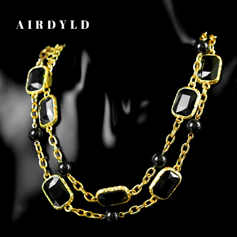 黄铜项链 【烟墨】黑色复古百搭小众叠戴长链毛衣链