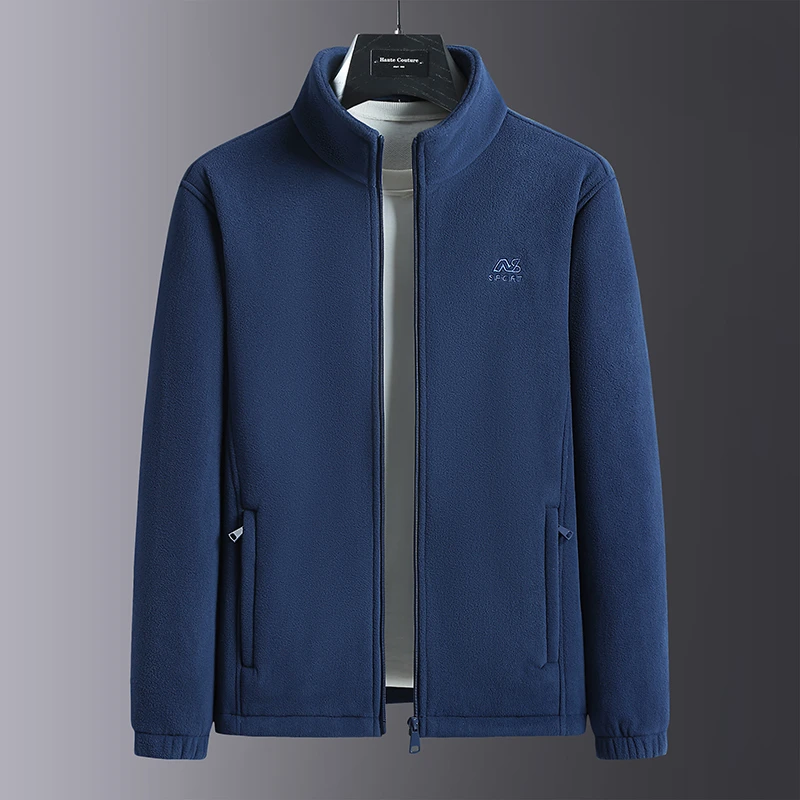 摇粒绒外套男士2023春秋季新款宽松运动休闲夹克中老年爸爸男装