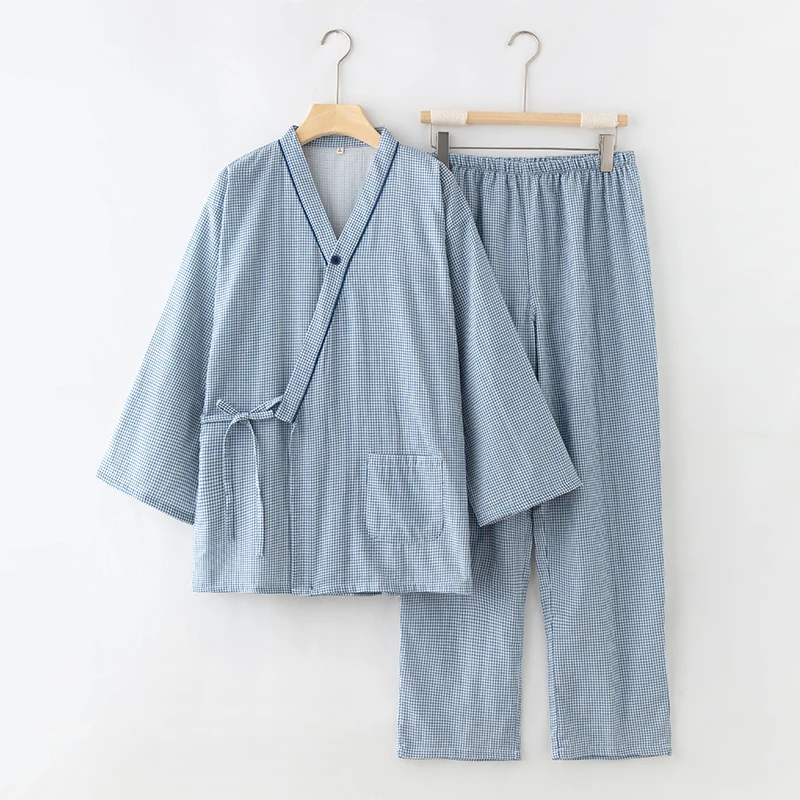 【汉服款】女士睡衣家居服套装经典复古格子春夏秋季