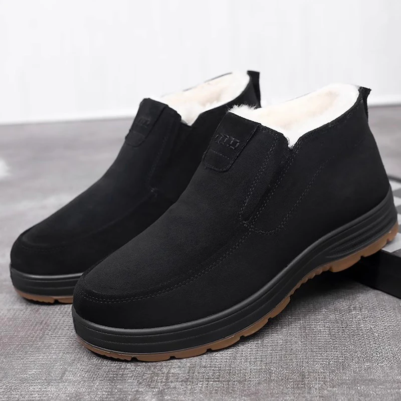 老北京布鞋男棉鞋冬季高帮大头鞋老人加厚绒保暖高筒牛筋底爸爸鞋