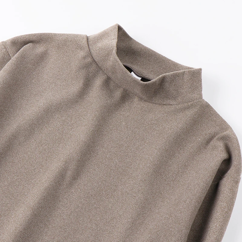 重磅德绒打底衫半高领男女款驼色长袖中领T恤春秋冬季内搭保暖潮