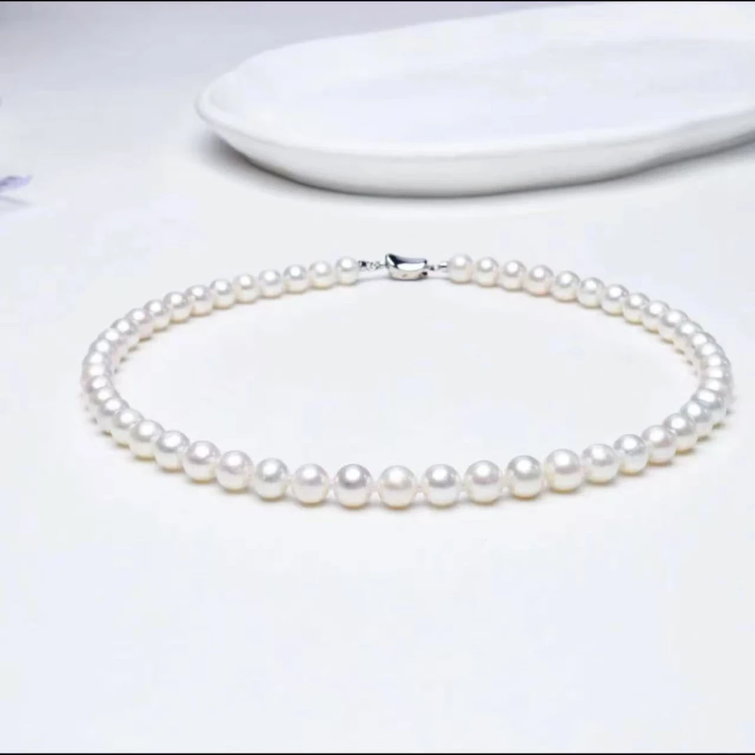 白雪光9-10mm左右正圆极光 天然淡水珍珠