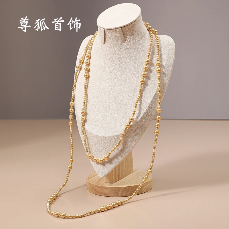 浓金色小香风长链时尚4-8MM1.3米毛衣链MYL002